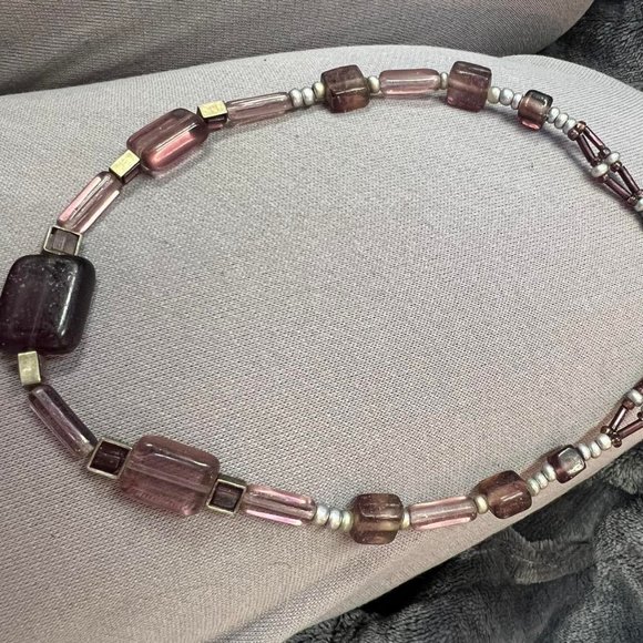 Pretty Purple Glass Choker Necklace - Picture 2 of 5